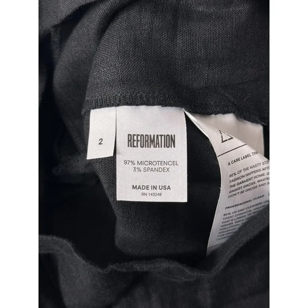 Reformation Romper 2 Womens Black Frankie Strapless Fold Down Linen Feel
